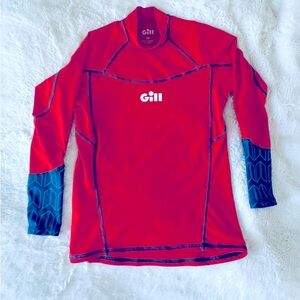 Gill Long Sleeve Rashguard Shirt, Red and Blue, Girls M